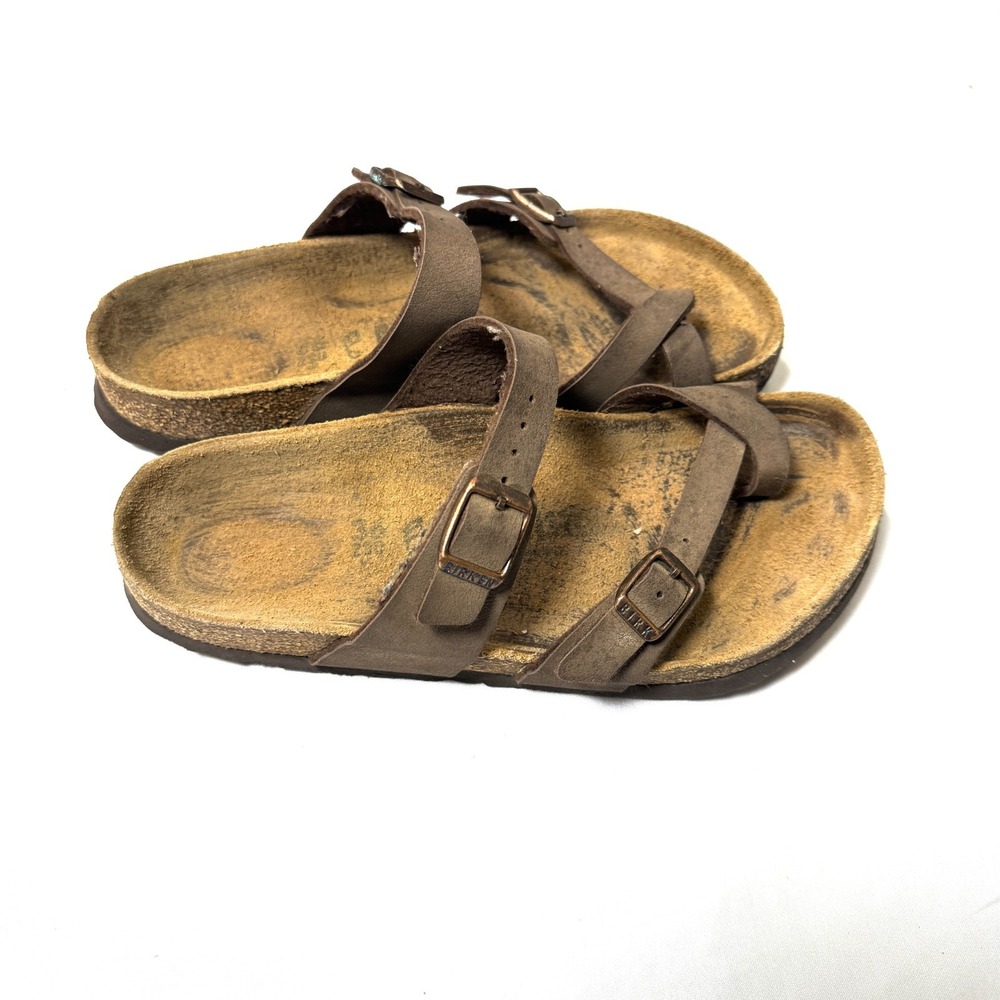 Birkenstock Mayari Flip Flop Sandals Womens 36 Brown Birko Flor Slip On Toe Loop